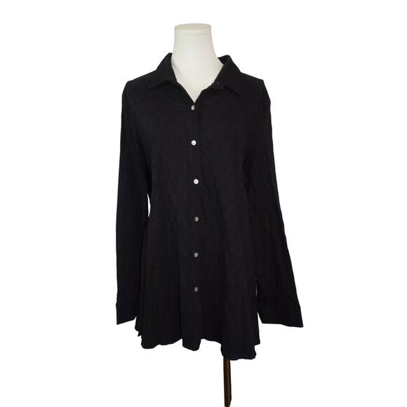 Women's MarlaWynne  Black Polyester Blend Button Up Shirt - Size 1X - Picture 1 of 5